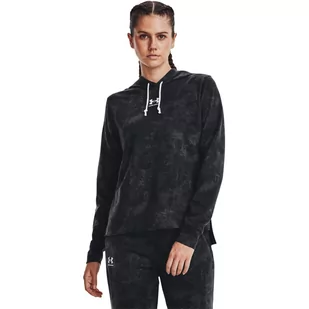 Damska bluza treningowa nierozpinana z kapturem UNDER ARMOUR Rival Terry Print Hoodie - czarna - Bluzy sportowe damskie - miniaturka - grafika 1
