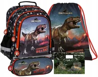 Plecaki szkolne i tornistry - ZESTAW SZKOLNY PLECAK PIÓRNIK WOREK TECZKA DINOZAUR T-REX - miniaturka - grafika 1