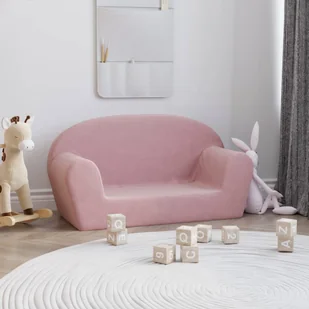 2-osobowa kanapa dla dzieci, różowa miękki plusz Lumarko! - Sofy i kanapy - miniaturka - grafika 1