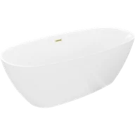 Wanny - Mexen Luvo Slim wanna wolnostojąca 170 x 75 cm, biała, przelew złoty szczotkowany - 52801707500-55 - miniaturka - grafika 1