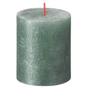 Świece - Bolsius Rustic Shimmer świeca bryłowa pieńkowa rustykalna metalizowana bezzapachowa 8 cm 80/68 mm - Lazurowy Oxid Blue - miniaturka - grafika 1
