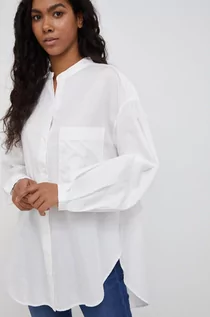 Koszule damskie - Marc O'Polo Marc O'Polo koszula bawełniana damska kolor biały relaxed ze stójką - grafika 1