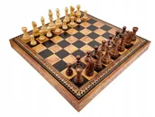 Gry planszowe - Italian Chess Acacia Wood Classic Premium+Chess Board Leather Globe Map 48 - miniaturka - grafika 1