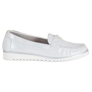 Sergio Leone Mokasyny Z Perełkami szare - Mokasyny damskie - miniaturka - grafika 1