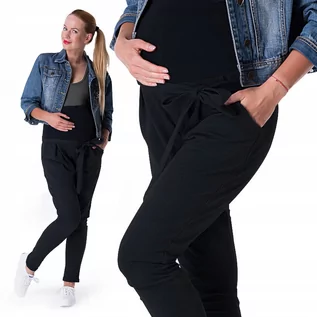 Spodnie ciążowe - Spodnie ciążowe dresowe Lena kokarda- L czarny dr - grafika 1