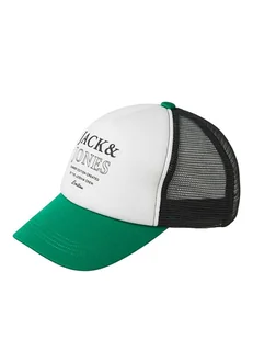 JACK & JONES Junior Czapka "Script" w kolorze zielono-białym - Czapki damskie - miniaturka - grafika 1