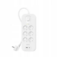 Listwy zasilające - Belkin SurgePlus 6xFR 1xUSB-A 1xUSB-C 650J 2M - miniaturka - grafika 1