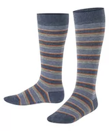 Skarpetki damskie - FALKE Unisex dziecięce podkolanówki w paski, bawełna, czarno-niebieskie, wiele innych kolorów, wzmocnione skarpety na kolana ze wzorem, oddychające, długie, kolorowe, wysokie i ciepłe paski, 1 para, - miniaturka - grafika 1