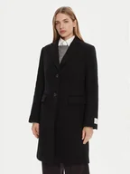 Płaszcze damskie - Calvin Klein Płaszcz wełniany LV044D558G Czarny Slim Fit - miniaturka - grafika 1