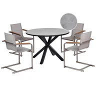 Meble ogrodowe - BELIANI Zestaw ogrodowy stół okrągły i 4 krzesła szary aluminium stal nierdzewna blat ze szkła ceramicznego meble ogrodowe nowoczesny - miniaturka - grafika 1