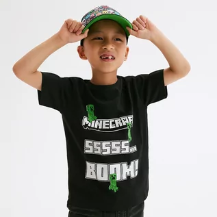 Koszulki dla chłopców - T-shirt oversize Minecraft - Czarny - grafika 1