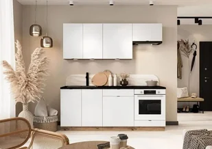 Zestaw mebli kuchennych GIANNA dł. 2m biała alaska/dąb artisan STOLKAR - Szafki kuchenne - miniaturka - grafika 1