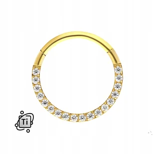 złoty CLICKER TYTANOWY z cyrkoniami Crystal 1,2/8 mm - Kolczyki - miniaturka - grafika 1