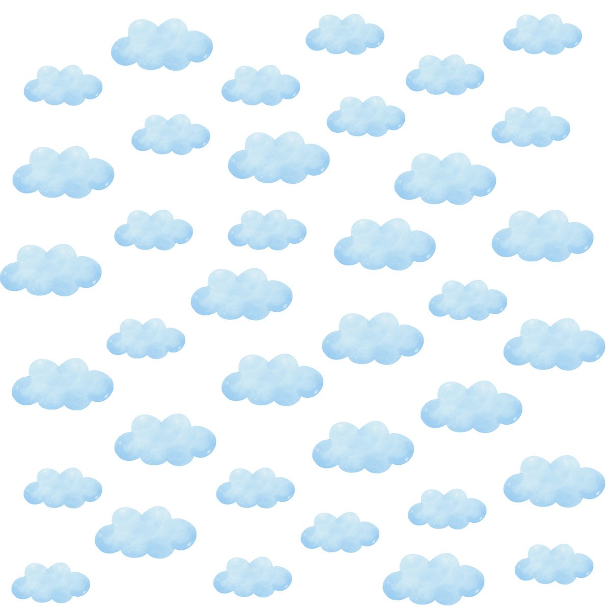 Naklejki Ścienne Dla Dzieci Niebieskie Chmury Pastelowe Chmurki Zestaw 120x60