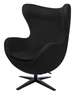Fotele - Fotel EGG SZEROKI BLACK czarny.4 - wełna, podstawa stal HE-066.BLACK.4B - King Home  - miniaturka - grafika 1