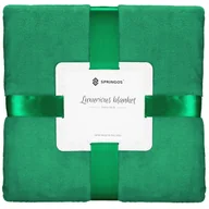 Koce - Narzuta na łóżko, pled 200x220 cm koc na kanapę zielony - miniaturka - grafika 1