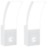 Lampy ogrodowe - vidaXL Zewnętrzne kinkiety LED z czujnikami, 2 szt., białe, aluminium - miniaturka - grafika 1