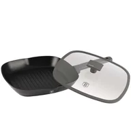 Patelnie - Patelnia grillowa  z pokrywką 28cm z powłoką tytanową BerlingerHaus Antracit BH-8127 - miniaturka - grafika 1