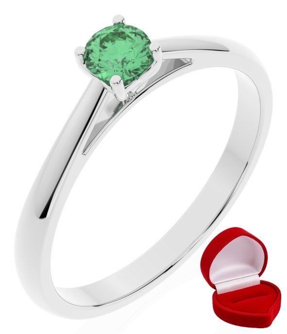 ZŁOTY PIERŚCIONEK ZARĘCZYNOWY 585 14k SZMARAGD 0,19 ct BIAŁE ZŁOTO R16