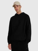 Bluzy męskie - 4F Bluza dresowa nierozpinana z kapturem męska - czarna S - miniaturka - grafika 1