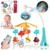 Projektory dla dzieci - Karuzela do łóżeczka 200 MELODII PROJEKTOR + PILOT NIEBIESKA Z506N - miniaturka - grafika 1