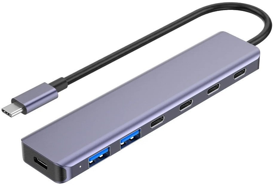 PLATINET MEDIA HUB USB-C TO 4X USB-C 3.2 GEN2 + 2X USB-A 3.2 GEN1 + 1X USB-C PD 100W 7IN1 ALUMINIUM [46236] PMH22