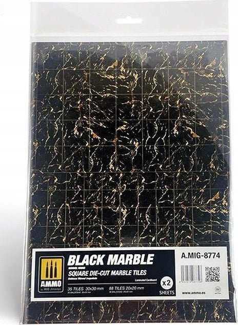 Vallejo Ammo: Black Marble - Square Die-Cut Marble Tiles 2