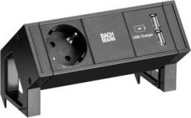 Listwa zasilająca Bachmann BACHMANN DESK2 1x gniazdo z uziemieniem 1x ładowarka USB, czarny