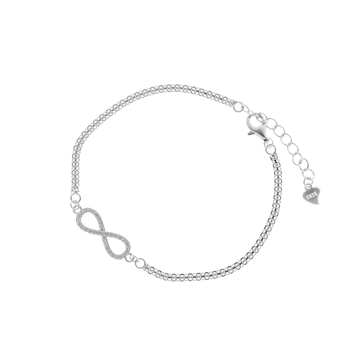 Srebrna bransoletka 925 Nieskończoność Cyrkonie