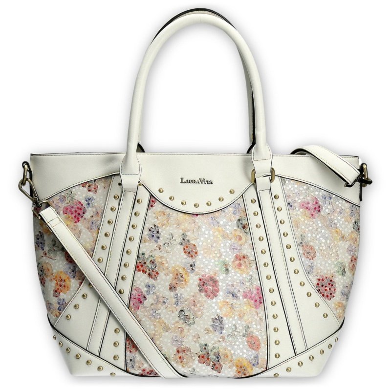 Laura Vita AMBER 02 ZC231202-A BLANC torebka damska ecru w kwiaty
