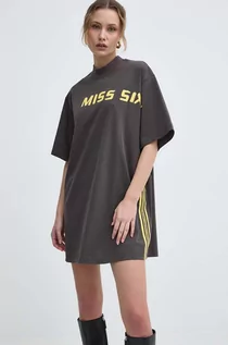 Koszulki sportowe damskie - Miss Sixty t-shirt z domieszką jedwabiu SJ5500 S/S kolor brązowy 6L1SJ5500000 - grafika 1