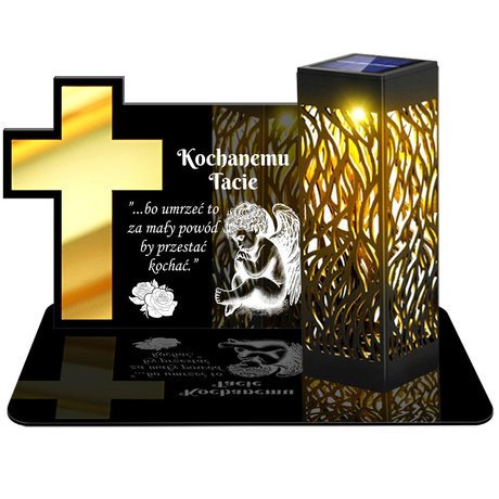 ZNICZ SOLARNY LED WIECZNY PODSTAWKA NA CMENTARZ GRÓB lampka Krzyż 3D DLA TATY