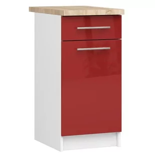 Szafka stojąca z blatem, Oliwia, 40x60x85 cm, biały, czerwony, połysk - Szafki kuchenne - miniaturka - grafika 1