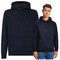 Bluzy męskie - Tommy Hilfiger Granatowa Bluza z kapturem Męska Bawełniana Logo Ciepła r.S - miniaturka - grafika 1