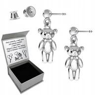 Biżuteria dla dzieci - Kolczyki Misie Miśki Srebrne Kolczyki dla Dziewczynki Komunia Grawer 925 - miniaturka - grafika 1