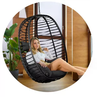 Fotel ogrodowy wiszący Toskana czarny + czarne poduszki Sofotel - Hamaki - miniaturka - grafika 4