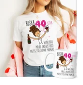 Koszulki i topy damskie - Damska koszulka na 40 urodziny - zestaw na prezent na 40 z BRUNETKĄ - miniaturka - grafika 1