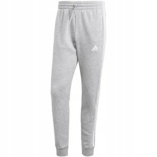 Spodnie męskie adidas Essentials Fleece 3-Stripes Tapered Cuff szare IJ6494 - Dresy męskie - miniaturka - grafika 1