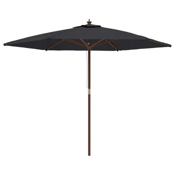 Parasol ogrodowy czarny 299 x 240 cm, drewniana rama, wentylacja