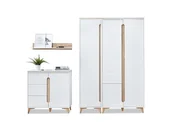 Meble do sypialni - Zestaw Mebli Do Sypialni Komoda I Szafa Dwudrzwiowa Lark 1 Biały-Jesion - miniaturka - grafika 1