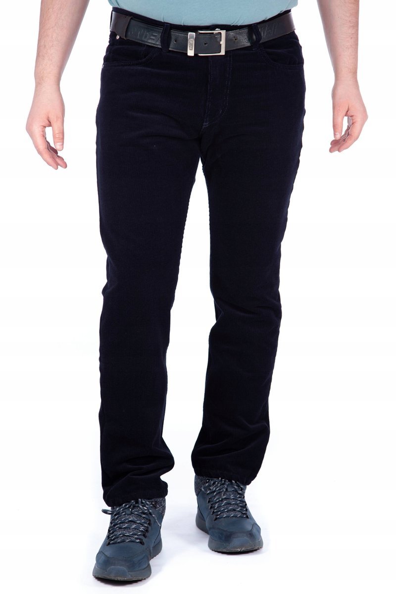 Spodnie Męskie Sztruksowe Polski Producent Sztruks Granatowy Bawełna