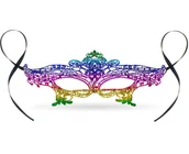 Dodatki do strojów karnawałowych - Go Maska karnawałowa ażurowa tęczowa 1 szt MATE-YH - miniaturka - grafika 1