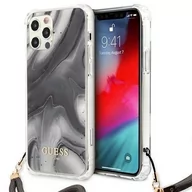 Etui i futerały do telefonów - Guess nakładka do iPhone 12 Pro Max 6,7" GUHCP12LKSMAGR szara hard case Marble Collection GUE001342 - miniaturka - grafika 1