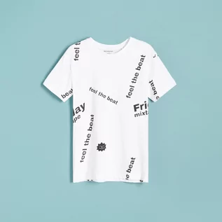 Koszulki dla chłopców - Reserved Reserved - Bawełniany t-shirt z nadrukiem - Biały - grafika 1