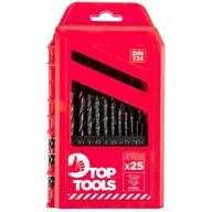 Narzędzia warsztatowe - Topex Grupa sp. z o.o. S.K. Wiertła do metalu HSS, 1.0-13.0 mm zestaw 25 elementów 60H725 - miniaturka - grafika 1