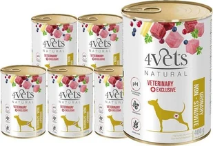 Mokra karma weterynaryjna dla psa ze schorzeniami dróg moczowych 4Vets Natural Urinary Non-struvite 6 x 400 g - Mokra karma dla psów - miniaturka - grafika 1