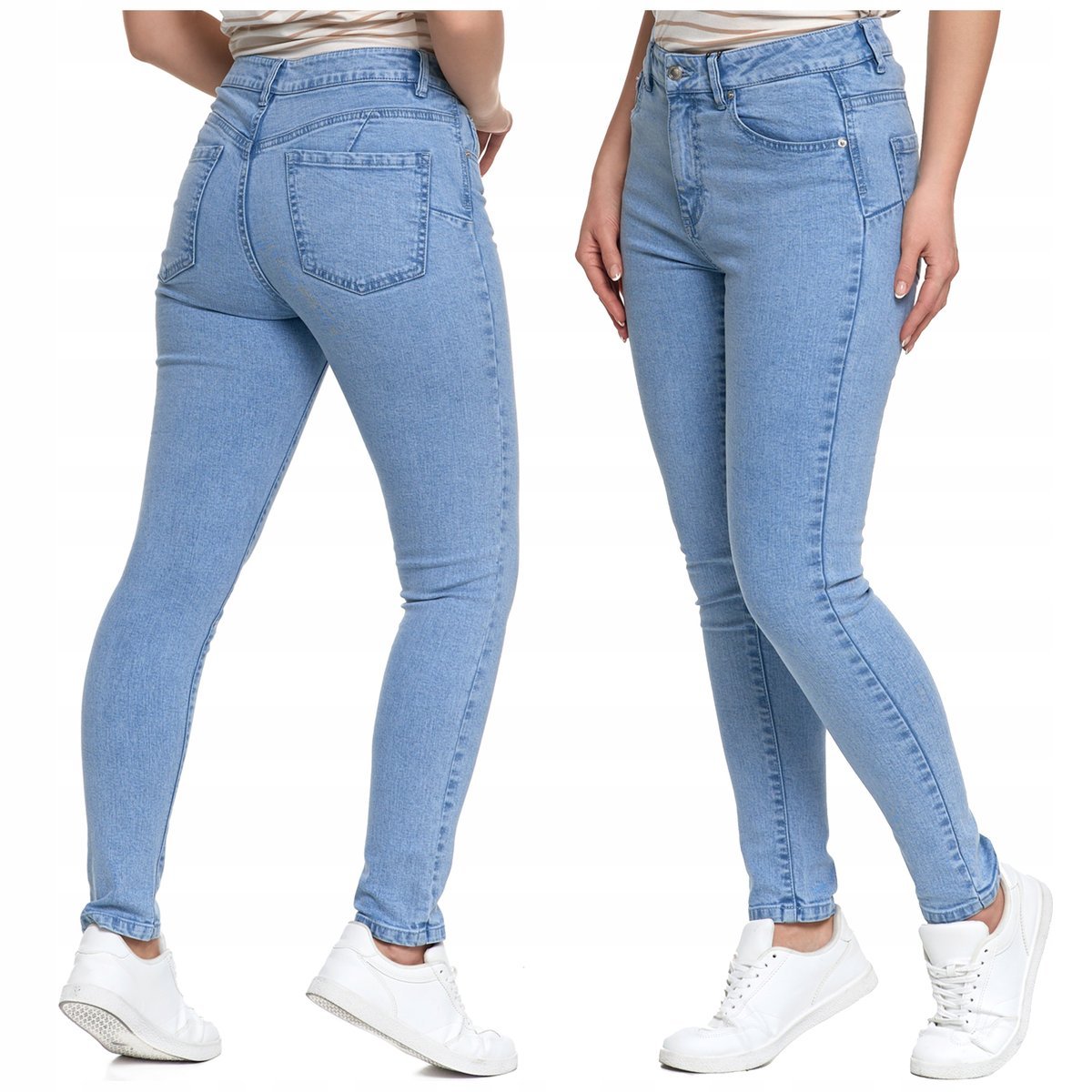 SPODNIE JEANSOWE Damskie Rurki Skinny MORAJ Wysoki Stan Bawełna r. XL