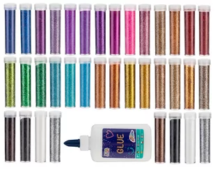 36 Brokatowych Tubek (36x10g) + Klej (120ml) - Przybory szkolne - miniaturka - grafika 3