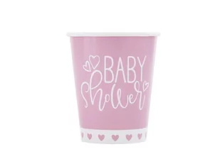UNIQUE Kubeczki różowe na Baby Shower - 270 ml - 8 szt. U73366 - Baby shower i roczek - miniaturka - grafika 1