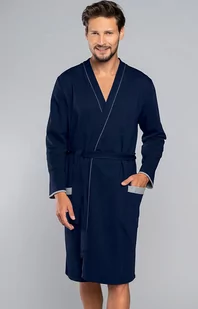 Gabriel szlafrok męski dł.rękaw, Kolor granatowo-szary, Rozmiar M, Italian Fashion - Intymna - Szlafroki męskie - miniaturka - grafika 1